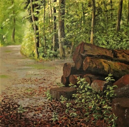 Waldweg Burdlefschachen, Schweiz von Ueli Kühni, Malerei kaufen auf Singulart