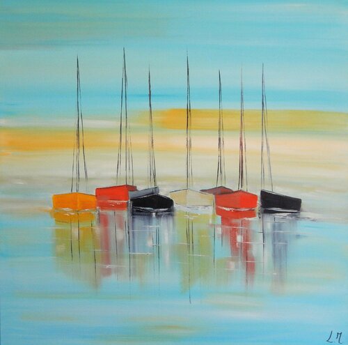 Les eaux turquoises di LYDIE MASSOU, Pittura in vendita su Singulart