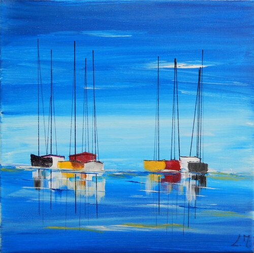 Mer bleue di LYDIE MASSOU, Pittura in vendita su Singulart
