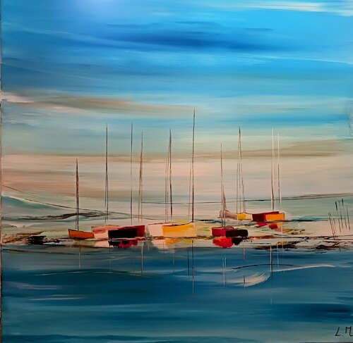 Dans les bleus de mer by LYDIE MASSOU, Painting for Sale on Singulart