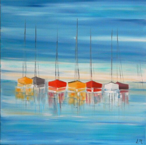 Bleu Méditerranée by LYDIE MASSOU, 油畫 for Sale on Singulart