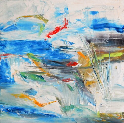 Le lac bleu di LYDIE MASSOU, Pittura in vendita su Singulart