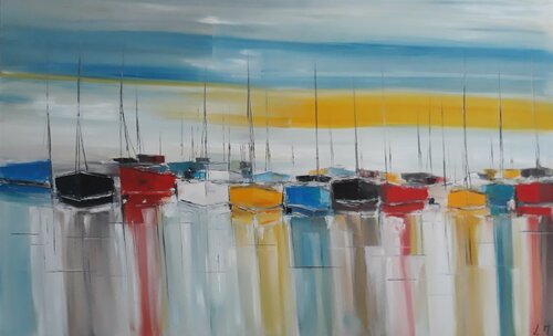 Sur la mer ensoleillée di LYDIE MASSOU, Pittura in vendita su Singulart
