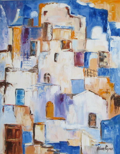 Greek Island Village di Mary Papas, Pittura in vendita su Singulart