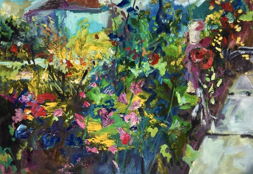 A look in the garden. di Ana Asavei Pietraru, Pittura in vendita su Singulart