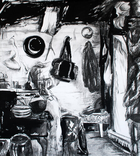 An old interior van Ana Asavei Pietraru, Tekening te koop op Singulart