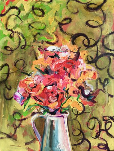 Colorfully  flowers in the vase. von Ana Asavei Pietraru, Malerei kaufen auf Singulart