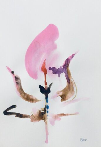 Pink flower of water. by Ana Asavei Pietraru, Work on Paper for Sale on Singulart