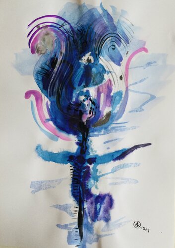 The blue flower. by Ana Asavei Pietraru, Work on Paper for Sale on Singulart