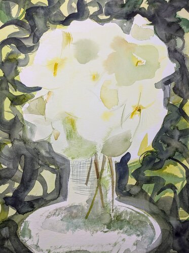 Daffodils in old glass vase. by Ana Asavei Pietraru, Work on Paper for Sale on Singulart