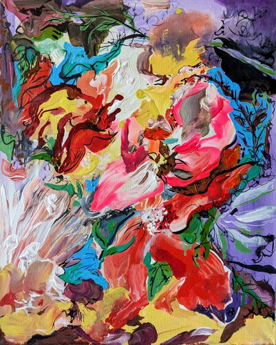 The dance of colorful flowers von Ana Asavei Pietraru, Malerei kaufen auf Singulart