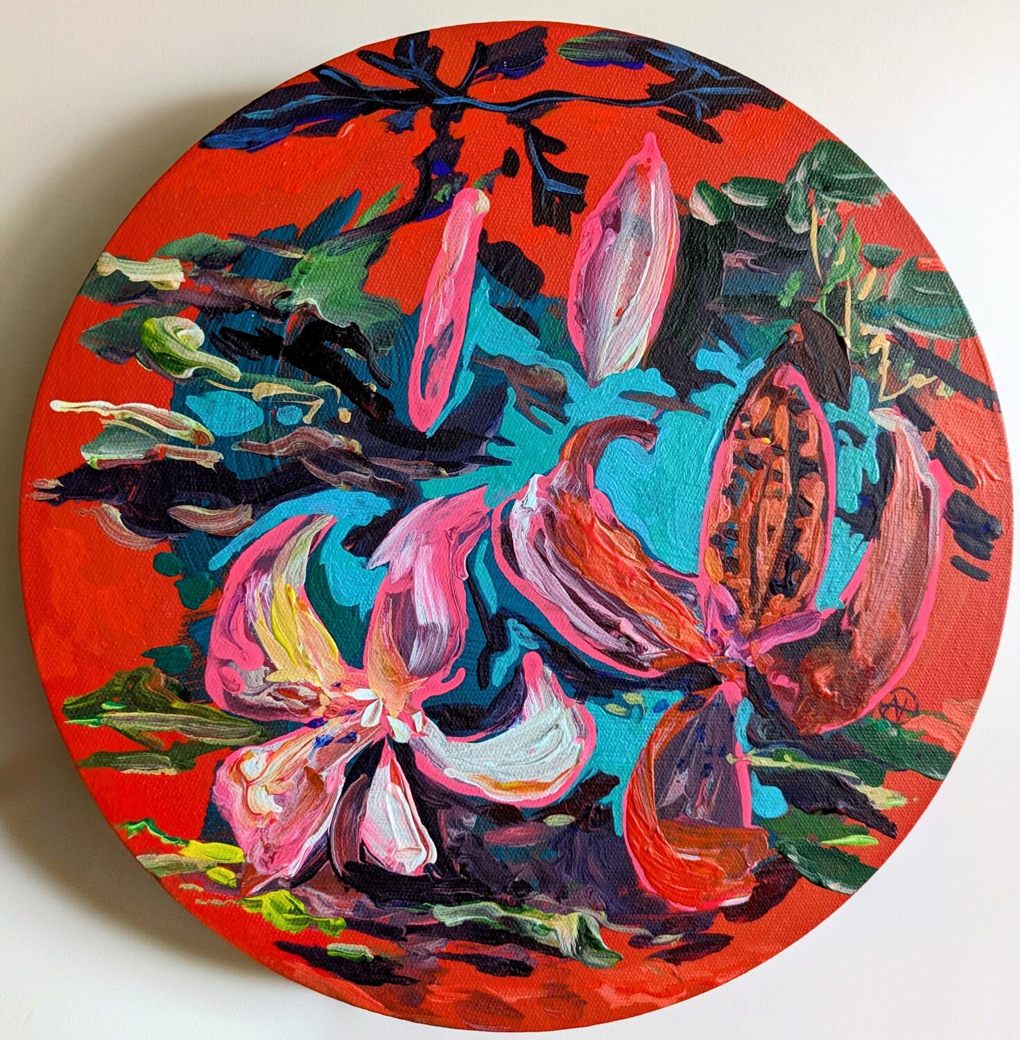 Pink Lily Ana Asavei Pietraru Origineel schilderij te koop