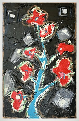 rose trémière van Benoit Andre, Schilderij te koop op Singulart