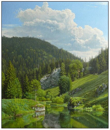 Spring morning in the Slovak Paradise van Emil Mlynárčik, Schilderij te koop op Singulart