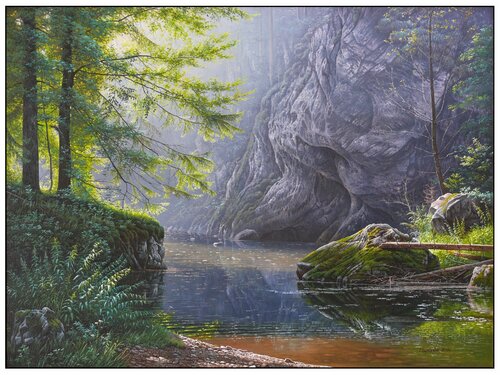 Mystic forest - well-being in Hornád breakthrough van Emil Mlynárčik, Schilderij te koop op Singulart