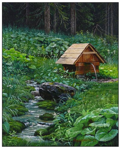 Greenery of the Slovak Paradise - Blajzloch spring van Emil Mlynárčik, Schilderij te koop op Singulart