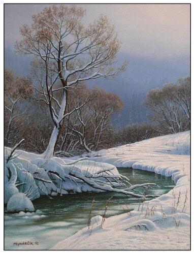 Winter bay of the stream van Emil Mlynárčik, Schilderij te koop op Singulart