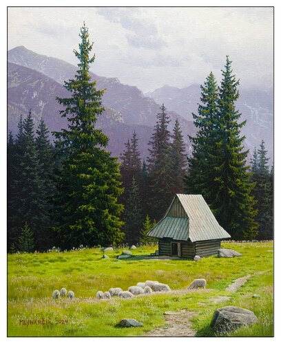 Mountain ranch par Emil Mlynárčik, Peinture en vente sur Singulart
