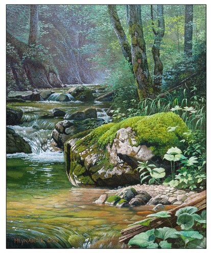 A corner of a mountain stream par Emil Mlynárčik, Peinture en vente sur Singulart