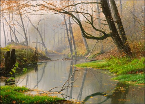 Autumn River par Emil Mlynárčik, Peinture en vente sur Singulart