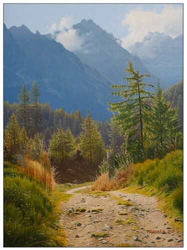 Path to the mountains van Emil Mlynárčik, Schilderij te koop op Singulart