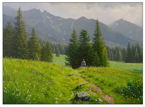 Path to the Mountains I. van Emil Mlynárčik, Schilderij te koop op Singulart