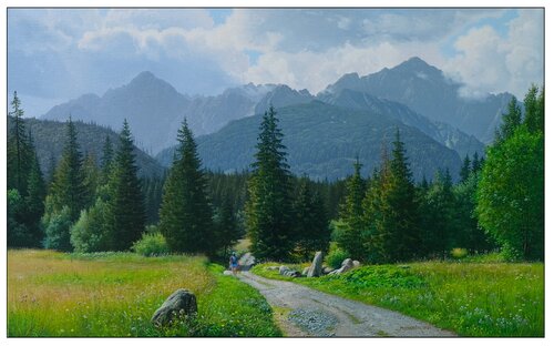 Towards a summer day in the mountains van Emil Mlynárčik, Schilderij te koop op Singulart