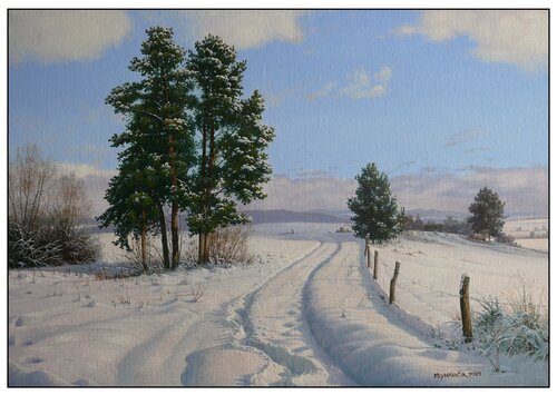 Scar in the snow van Emil Mlynárčik, Schilderij te koop op Singulart