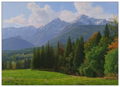 Timid touches of winter on the peaks of the Tatras de Emil Mlynárčik, Pintura a la venta en Singulart