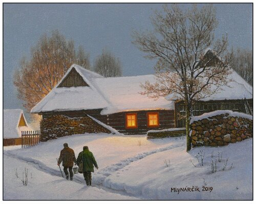 Winter in Zdiar di Emil Mlynárčik, Pittura in vendita su Singulart