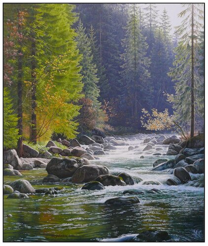 Mountain River di Emil Mlynárčik, Pittura in vendita su Singulart