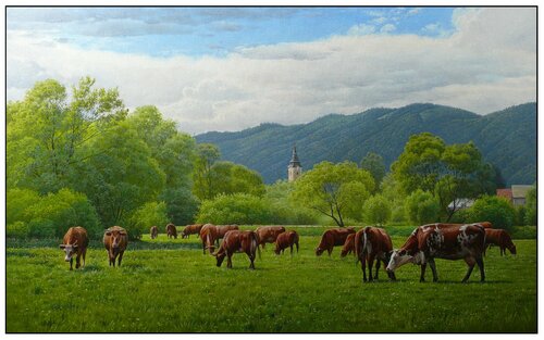 Pastures on the Spis van Emil Mlynárčik, Schilderij te koop op Singulart