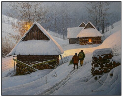 Christmas Eve van Emil Mlynárčik, Schilderij te koop op Singulart