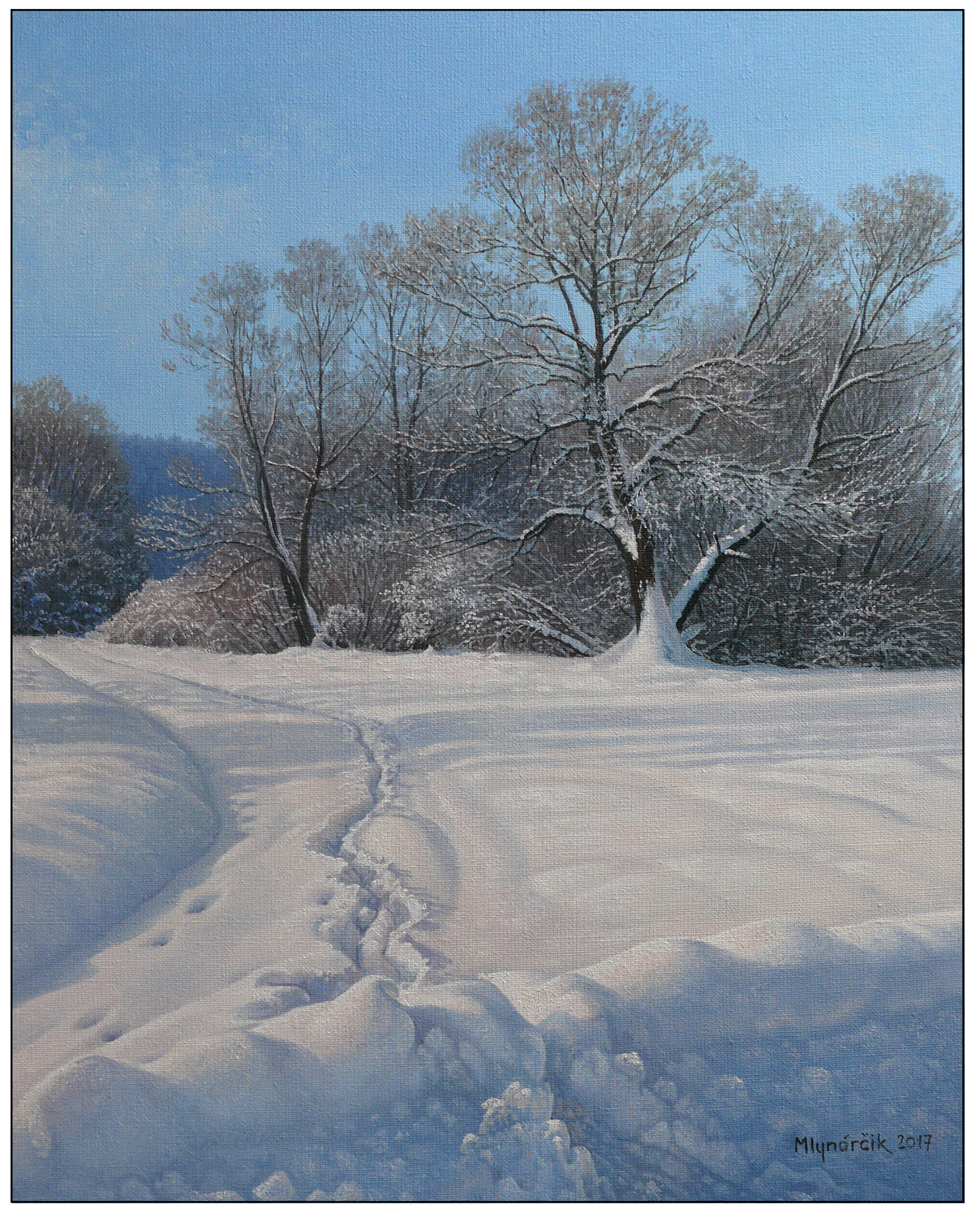 Footprint over fresh snow Emil Mlynárčik Originalgemälde zu verkaufen