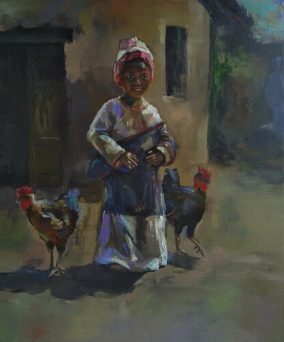 little princess 50x60cm, oil painting, ready to hang, impressionistic oil painting, figure painting de Kamsar Ohanyan, Pintura a la venta en Singulart