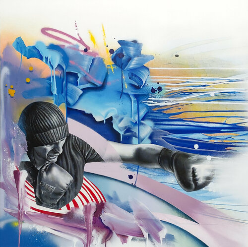 Blue American (by Daniele Carrubba & Vittorioso) by Emanuele Vittorioso, Painting for Sale on Singulart