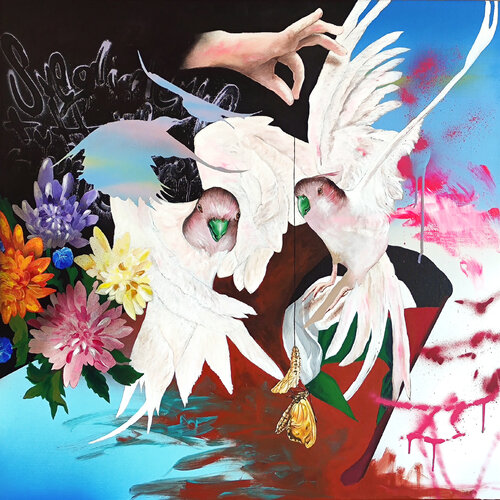 Green Parrots von Emanuele Vittorioso, Malerei kaufen auf Singulart