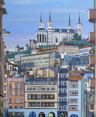la basilique de fourviere by Jean-Michel Yon, Painting for Sale on Singulart