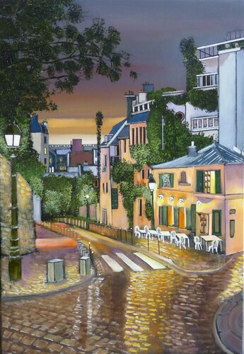 Montmartre un soir van Jean-Michel Yon, Schilderij te koop op Singulart