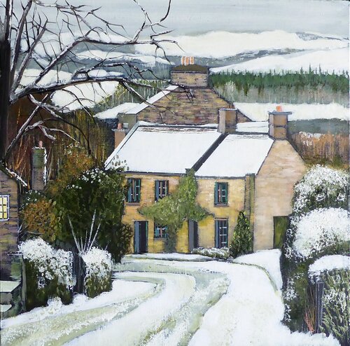 le village en hiver van Jean-Michel Yon, Schilderij te koop op Singulart