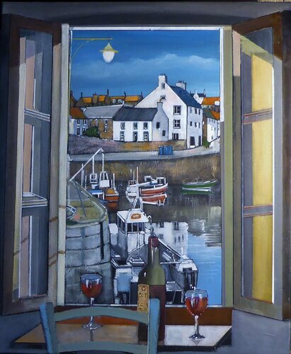 le soir sur le port van Jean-Michel Yon, Schilderij te koop op Singulart