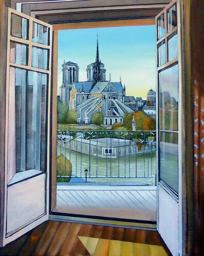 fenetre avec vue van Jean-Michel Yon, Schilderij te koop op Singulart