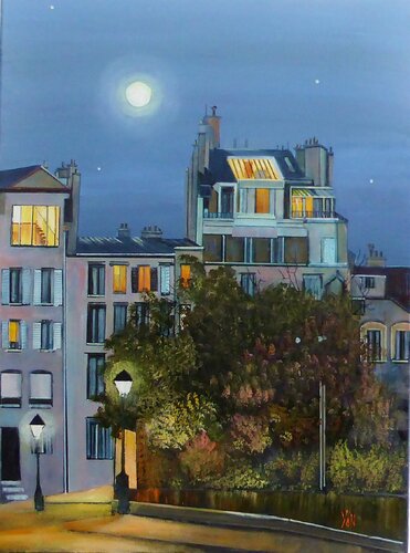 soir de pleine lune di Jean-Michel Yon, Pittura in vendita su Singulart