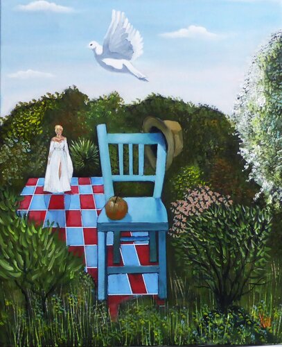 rendez vous au jardin van Jean-Michel Yon, Schilderij te koop op Singulart