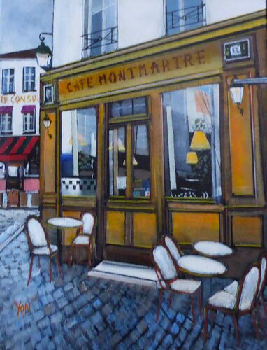 cafe montmartre di Jean-Michel Yon, Pittura in vendita su Singulart