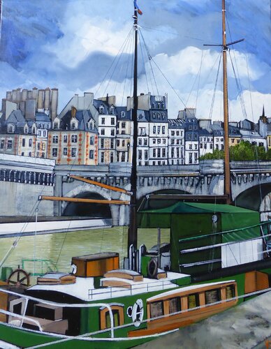 la peniche du pont neuf von Jean-Michel Yon, Malerei kaufen auf Singulart