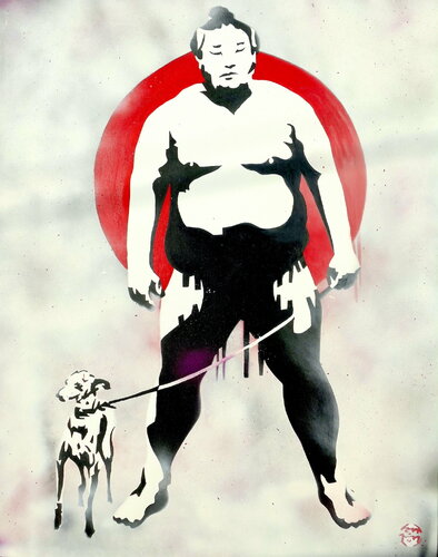 Stencil sumo y galgo italiano A2 di Puche, Pittura in vendita su Singulart