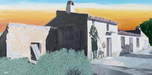 Casa con pitbull di Puche, Pittura in vendita su Singulart