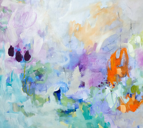 Les roses trémières van Chantal Proulx, Schilderij te koop op Singulart