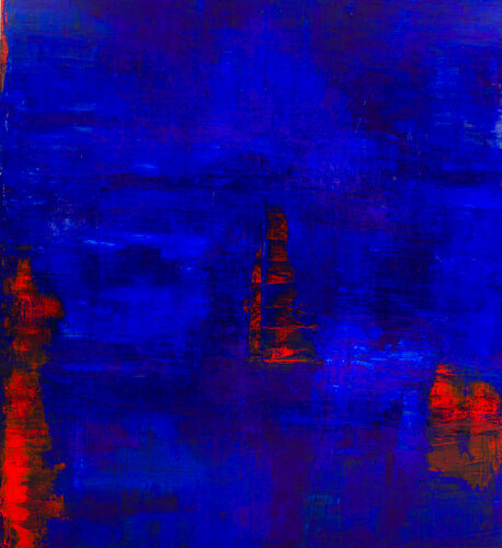 XXI -Reflection Red on Blue- no5/ 2021 di Catherine Timotei, Pittura in vendita su Singulart